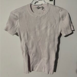 Ribbed Short Sleeve Knit Top